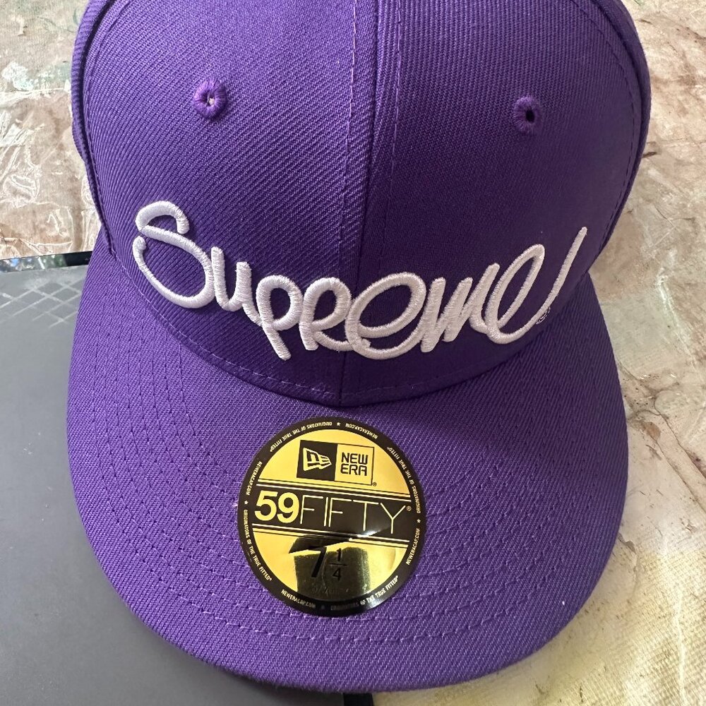 Supreme X New Era Purple Fitted Hat Size 7 1/4 57.7 cm